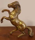 Vtg Solid Brass Horse Statue Figurine Rearing   5-7 8    Tall 2 3 Lbs Heavy