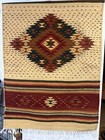 Vintage Zapotec Oaxacan Hand Woven Wool Rug W fringe Beautiful  60    X 30    Decor