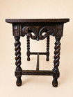 Antique Hand-carved Spanish Revival Table     Barley Twist Legs