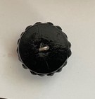 Antique vintage Button Black Glass With Black Faceted Bead Cabochons