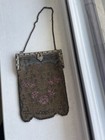 Antique Steel Cut Micro Beaded Silver Tone 1900s Purse France Repurpose Repair