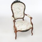 Antique Pair Victorian Carved Rosewood Parlor Arm Chairs  Circa 1890