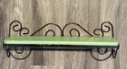 Green Painted Wood And Iron Scroll Work Medium Size Wall Hanging Shelf 18   x7   x5   