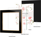 4x4 Enamel Picture Frame With Real Glass Cover  Square Photo Frame With Gold Met