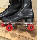 Vintage Roller Skates Shoes Mens 12 Lace Up Ankle Sure Grip Black 28 Wheels