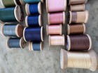 Lot Of 56 Antique Wood Spools Sewing Thread Asstd Colors Talon Jp Coats Belding