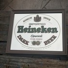 Vintage Heineken Imported Dark Beer Wood Framed Mirror Sign -14 X 17 