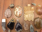 Vintage - Now 25 Piece Colorful Real Stones Agates Pendants Craft Jewelry Lot  5