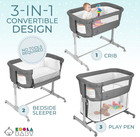 3 In 1 Baby Bassinet  Bedside Sleeper    Playpen  Easy Folding Portable Crib  gr