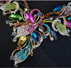 Jewelry Set-luxury Elegant Glass Rhinestone Necklace  Earrings 3pcs  Colorful Ex