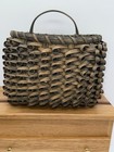 Rustic Woven Wall Hanging Basket Looped Weave Handle Dark Reed Farmhouse Decor