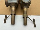 Vintage Pair Of English Limehouse Lamp Co Brass   Bevelled Glass Carriage Lamps