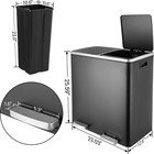 60l   16 Gal Dual Trash Can Stainless Steel Kitchen Garbage Bin Recycle Dustbin