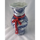 Blue White Asian Fine Porcelain Tall Vase 12  Tall