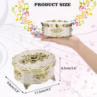 Vintage Music Box  Beige Metal Musical Jewelry Box Keepsake Box  Small Trinket S