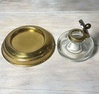 Vintage Glass Lidded Inkwell W  Brass Finish Round Base Made In England