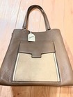 Furla Italian Design Shibogawa Shrink Leather Tote Bag Beige Spacious Handbag