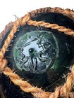 Aasnaes Norwegian Glass Fishing Float C 1840s   1881 Full Name Seal Green Netted