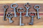  7  Small Old Unique Antique Hollow Barrel Skeleton Keys - Vintage Key Lot