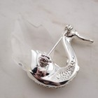 Vintage Clear Cut Crystal Pave Rhinestone Swan Silver Tone Pin Brooch