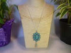 Turquoise Silver Cluster Pendant Necklace Native American Southwestern Style