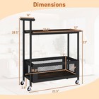 Rolling End Table W lockable Wheels Handle 2 Storage Shelves Industrial Bar Cart