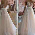 Sexy Illusion Wedding Dress Sweetheart Backless Tulle Applique A Line Bride Gown