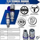  10 Jic Thread 1 2  Flat Face Hydraulic Quick Connect Coupler Skid Steer Tl24