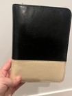 Franklin Covey Mia Zip Around Vintage 2-tone Black Cream 6 Ring Planner 8   x 6   
