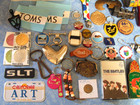 Large Junk Drawer Lot Of Vintage To New Items Keychains Tokens Tin Litho Patches