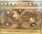 William J Blaeu Gold Foiled Wall Map Of Old And New World 24   x20  Vintage Framed