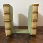 Pair Of Books Bookends With Floral Design Plaster Beautiful Set Vintage