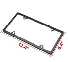 2x Black Stainless Steel Metal License Plate Frame Tag Cover With Screw Caps