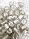 45 Plus Vintage Handmade Clear Encased Silver White Foil Art Glass Sewing Beads