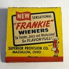 Vintage Matchbook Frankie Wieners Lion Match Company 30 Stick Feature 