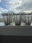Set Of 6 Glass Votive Candle Holders W  Metal Wire Frame Wedding Decor Tea Light