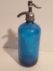 Vintage B Nierenberg Blue Glass Soda Water Seltzer Bottle Bar Siphon Dispenser