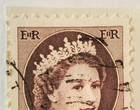 Canada Postage   Queen Elizabeth Ii   Brown 1    Stamp   Cancelled posted   C 1954