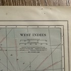 Antique Colorful 1918 Map Of West Indies  11x15 Inches