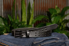 The Holey Bull  Men s Black Non Stitched Double Prong Leather Belt With Gunmetal