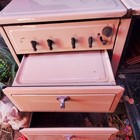 Vintage O keefe   Merritt Stove Oven 4 Legs Beige Enamel