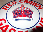 Vintage  red Crown Gasoline 11 3 4  Porcelain Metal Standard Oil Pump Plate Sign