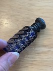 Antique Cobalt Blue Cut Glass Sterling Silver Top Perfume Scent Bottle W stopper