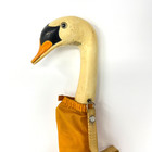 Vintage 1983 Berkshire Swan Goose Duck Head Handle Folding Rain Umbrella Yellow