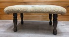 Vtg Hooked Rug Footstool Ottoman Floral Wooden Legs 18     11     8 5  Tall