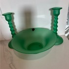 Tiffin Emerald Green Uranium Satin Glass Console Set  C1930 s