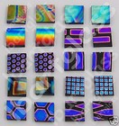 1 2  X 1 2 Earring Sets Black Coatings By Sandberg Pattern Dichroic Glass 90 Coe