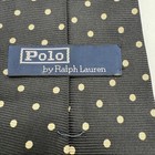 Polo Ralph Lauren Mens Black Beige Polka Dot Silk Necktie  read