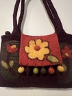 Rising Tide Felted Wool Burgundy Multicolor Boho Women   s Purse Handbag Nepal