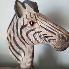 Hand-carved Handmade Wood Zebra Head Adult s 11  Hand-painted Collectible Africa